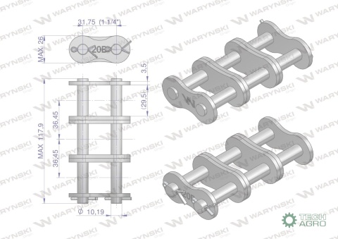 Zamek łańcucha Z20B-3 (R3 1.1/4) Waryński ( sprzedawane po 3 )