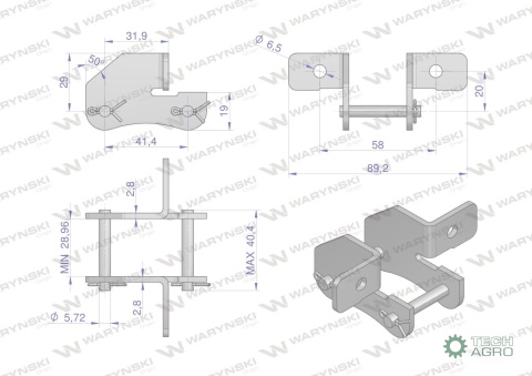 Zamek łańcucha z przyłączem obustronnymS55SD Waryński ( sprzedawane po 2 )