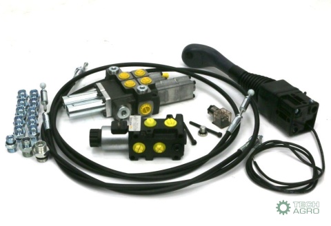 Zestaw 40L do ładowacza czołowego: Rozdzielacz 2-sek.(1 pływająca) + Elektrozawór + Joystick z przyciskiem na kulkę + El.zł.+ Li