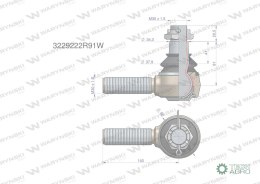 Przegub kierowniczy 140mm - M30x1,5 3229222R91 WARYŃSKI