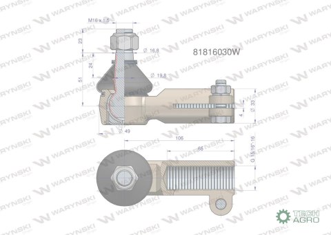 Przegub kierowniczy 15/16" 81816030 WARYŃSKI Przegub kierowniczy 15/16" 81816030 WARYŃSKI