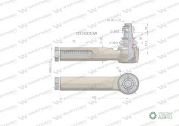 Przegub kierowniczy 183mm- M22x1,5 133743010 WARYŃSKI