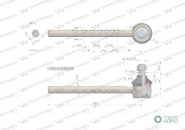 Przegub kierowniczy 202mm 1860408M2 WARYŃSKI
