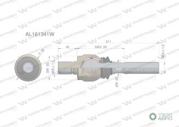 Przegub kierowniczy 211mm - M26x1,5 / M24x1,5 AL161341 WARYŃSKI