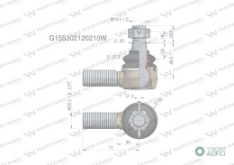 Przegub kierowniczy 77mm - M22x1,5L G155302120210 WARYŃSKI