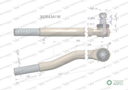 Przegub kierowniczy lewy 514mm- 1 3/8