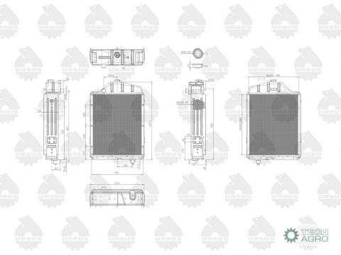 Chłodnica miedziana mocowanie boczne C-1012/1014 turbo C-385 ORYGINAŁ URSUS