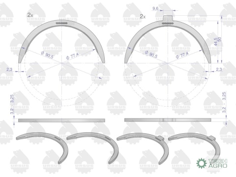Komplet Półpierścieni P-1 (I szlif) 31137211 MF-3 ORYGINAŁ URSUS