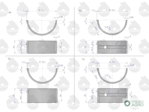 Komplet panewek głównych N-1.00 (IV szlif) 46401023. 90030253 C-360 ORYGINAŁ URSUS