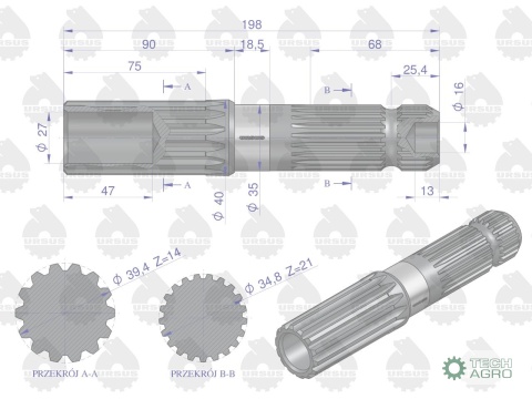 Końcówka WOM 1000 obr. C-385 ORYGINAŁ URSUS