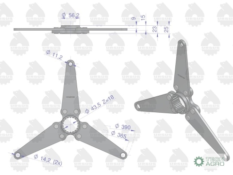 Piasta napędu wom sprzęgła 18 frezów 2 duże otwory C-385 ORYGINAŁ URSUS