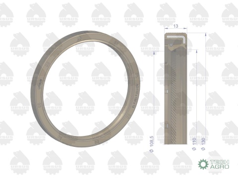 Pierścień uszczelniający uszczelniacz wału korbowego tylny 110x130x13 Fluoroelastomer C-385 ORYGINAŁ URSUS
