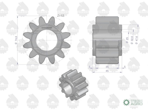 Satelit zwolnicy tylnego mostu 184176M1MF3 MF4 ORYGINAŁ URSUS