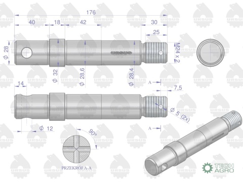 Sworzeń ramienia podnośnika C-385 ORYGINAŁ URSUS