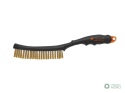 Szczotka druciana do rdzy PROFESSIONAL , drut mosiężny / 3 rzędowa, z plastikową rączką, Teger