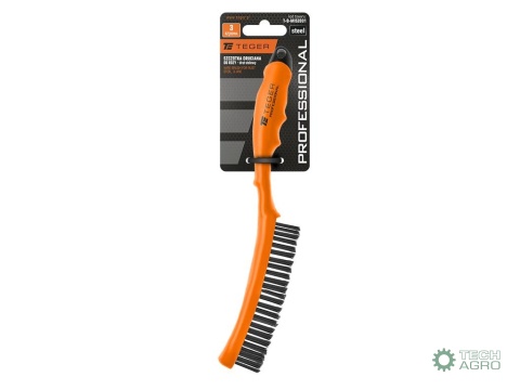 Szczotka druciana do rdzy PROFESSIONAL , drut stalowy czarny / 3 rzędowa, z plastikową rączką, Teger