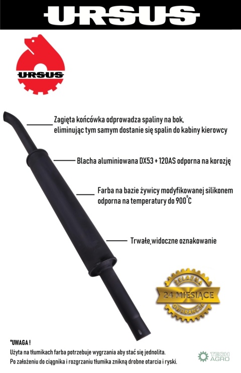 Tłumik prosty długi 1550mm 8kg C-385 ORYGINAŁ URSUS