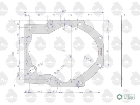 Uszczelka korpusu skrzyni pośredniej przekładniowej krążelit 1mm C-385 ( sprzedawane po 5 ) ORYGINAŁ URSUS