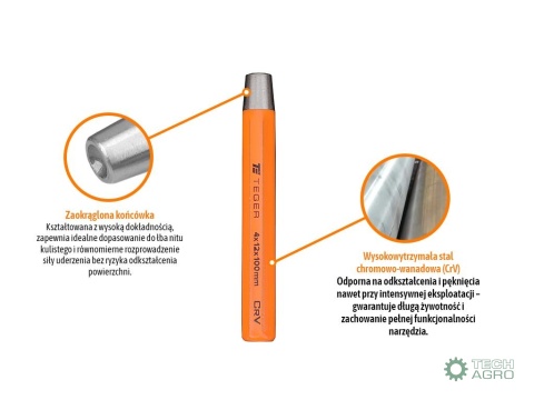 Zakuwacz do nitów kulistych 4x12x100mm,TEGER