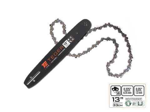 Zestaw tnący, 13" (33 cm) prowadnica + łańcuch, 0,325" 1,3mm 56 og., 10z, moc. U, Teger