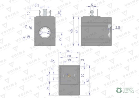 Cewka do rozdzielacza hydraulicznego 40L 12V VOIMA