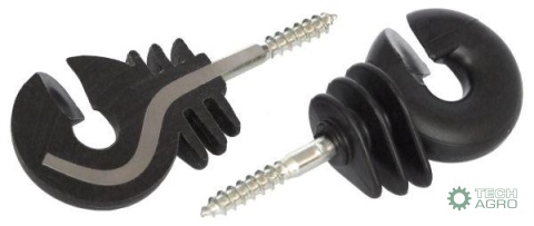 Izolator okrągły z wkrętem fi 6 do drewna z zatopionym trzpieniem wygiętym ROYAL FARM (sprzedawane po 25 szt)