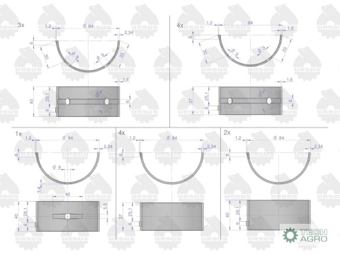 Komplet panewek głównych N-0.75 (III szlif) C-385 6-cyl. ORYGINAŁ URSUS