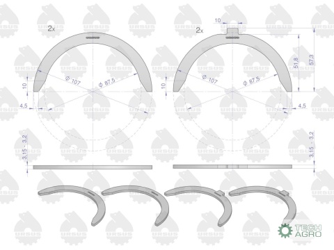 Komplet półpierścieni N-0.50 (II szlif)91250622. 80002078 C-385 ORYGINAŁ URSUS