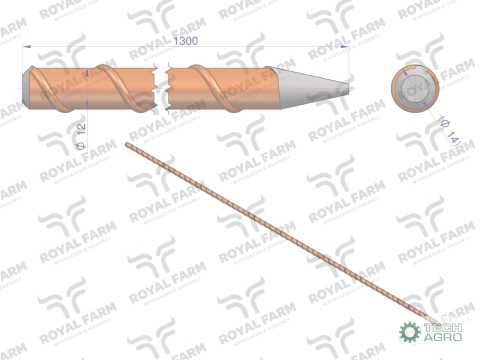 Palik Słupek z włókna szklanego 12mm L-1300 ROYAL FARM ( sprzedawane po 10 )