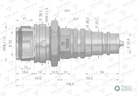 Redukcja ZSR (50492REDUKCJA) gniazdo/wtyczka EURO skręcane VOIMA