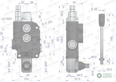 Rozdzielacz hydrauliczny 1-sekcyjny 80LVOIMA