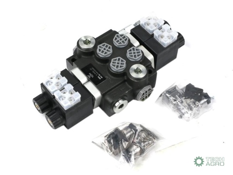 Rozdzielacz hydrauliczny 2-sekcyjny sterowany elektrycznie 12V 40L VOIMA