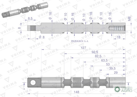 Suwak - do sekcji zwykłej (standardowej) rozdzielaczy hydraulicznych 40L VOIMA