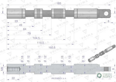 Suwak - do sekcji zwykłej (standardowej) rozdzielaczy hydraulicznych 80L VOIMA