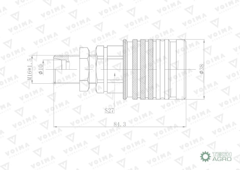Szybkozłącze hydrauliczne gniazdo EURO M16x1.5 GZ Push-pull long (9100816GL) VOIMA