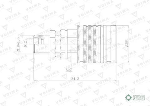 Szybkozłącze hydrauliczne gniazdo EURO M18x1.5 GZ Push-pull long (9100818GL) VOIMA (opakowanie 50szt)