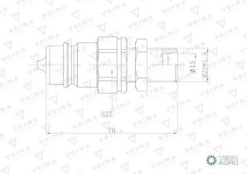Szybkozłącze hydrauliczne wtyczka EURO M22x1.5 GZ long (9100822LW) VOIMA (opakowanie 50szt)