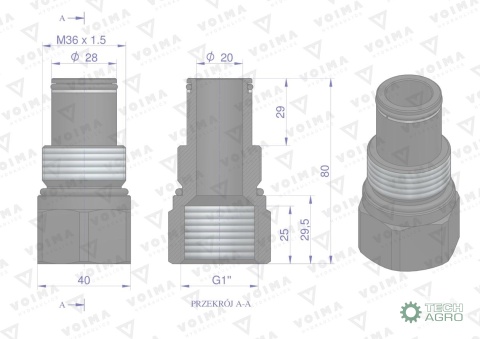 Tuleja ciśnieniowa łącząca rozdzielaczehydrauliczne 120L VOIMA