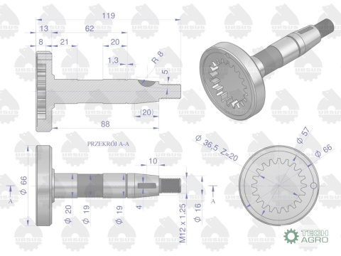 Wałek napędowy sprężarki HS2603X C-385ORYGINAŁ URSUS