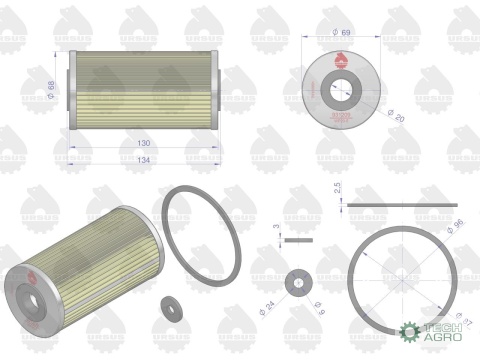 Wkład filtra paliwa dokładny WP20-5 C-385 Zetor ORYGINAŁ URSUS