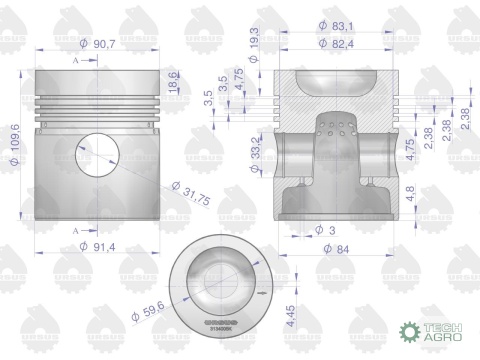 Zestaw naprawczy silnika 46910000, 0437890 MF3 ORYGINAŁ URSUS