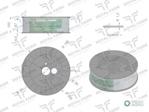 Drut (szpula) do pastucha 1000m ocynkowany fi 1.2 mm ROYAL FARM RM-105010019