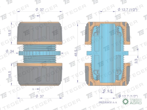 Łącznik węża 1/2" / TEGER