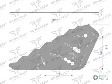 Nóż paszowozu ostrzony od góry zastosowanie Sano Mayer ROYAL FARM