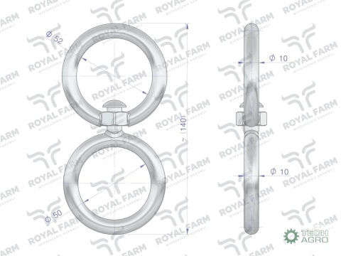 Okrętka, obroży Byk 10mm do pasa 5cm, Royal Farm (sprzedawane po 10)
