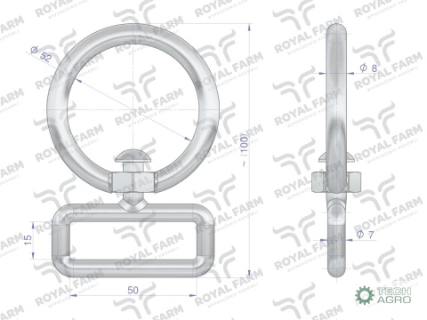 Okrętka, obroży Krowa 8mm do pasa 5cm, Royal Farm (sprzedawane po 10)