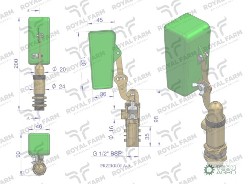 Pływak kompletny poidła RF-20909180 ROYAL FARM