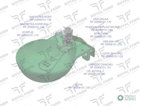 Poidło miskowe dla bydła żeliwne 1.4L ROYAL FARM zamiennik 101