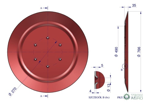 Talerz ślizgowy Kosiarka rotacyjna 1.65m gr. 4mm Royal Farm