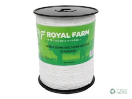Taśma, do elektryzatora 20 mm, 4x0,16mmSS biała 200m, Royal Farm